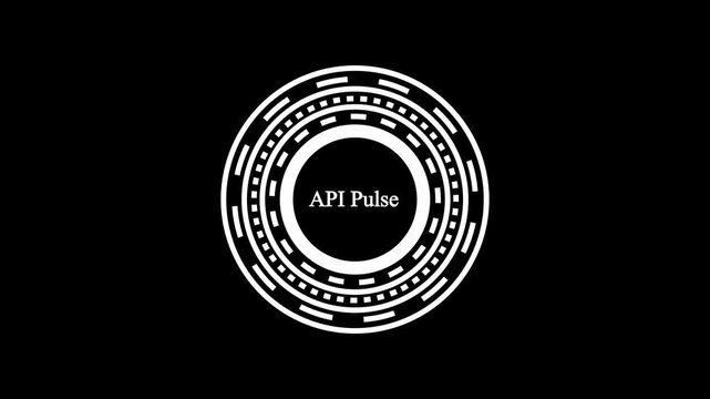 Futuristic Sci-Fi HUD Circle UI Element with API Pulse Text, Digital Interface Graphic on Black Background for Technology, Cyberpunk, and Gaming