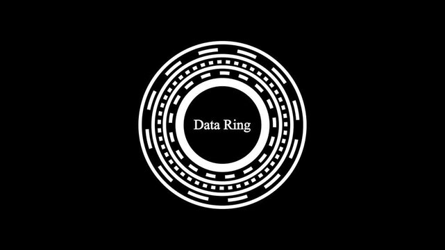 Futuristic Sci-Fi HUD Circle UI Element with Data Ring Text, Digital Interface Graphic on Black Background for Technology, Cyberpunk, and Gaming