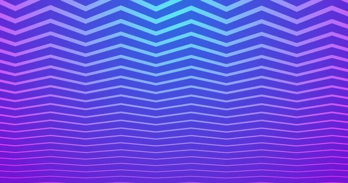 Geometric abstract lines flowing in a continuous wave pattern. Vibrant purple and blue gradient background with sharp zigzag shapes.