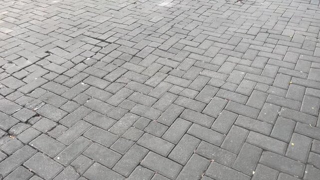 Close up of interlocking concrete pavers pattern