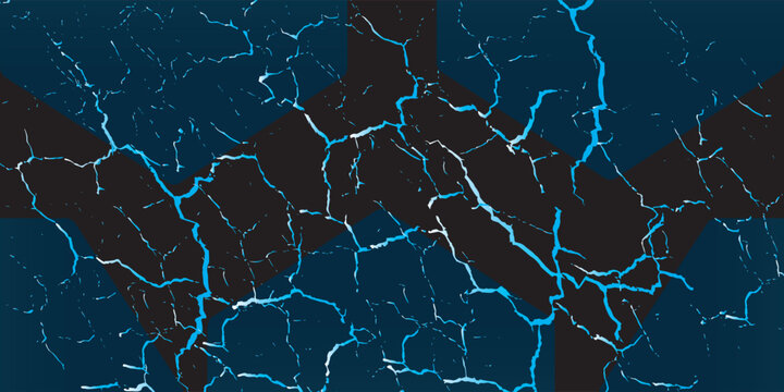 A stunning abstract black marble texture featuring glowing electric blue cracks and natural stone patterns. This luxurious dark background creates a futuristic and elegant atmosphere, perfect for prem