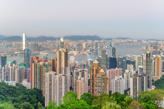 Awesome aerial view of Hong Kong from Victoria Peak