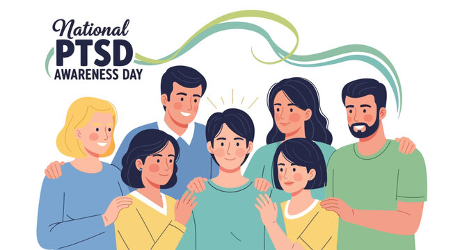 National PTSD Awareness Day observed with supportive friends and family offering comfort and understanding