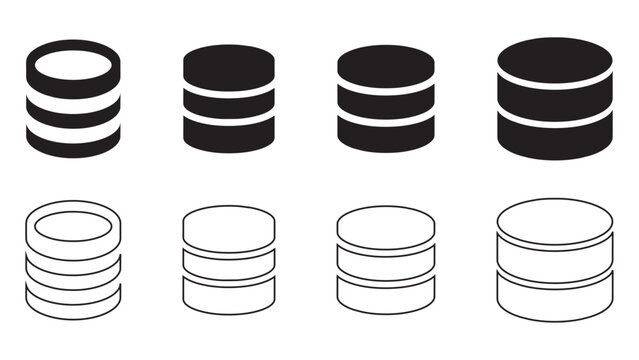 Database stack icon vector representing data storage and information organization.