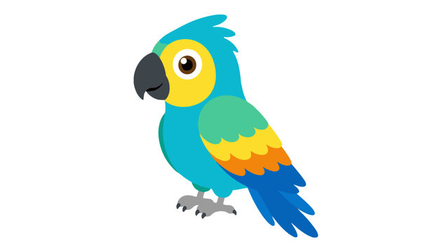 Colorful cartoon parrot bird isolated on white background