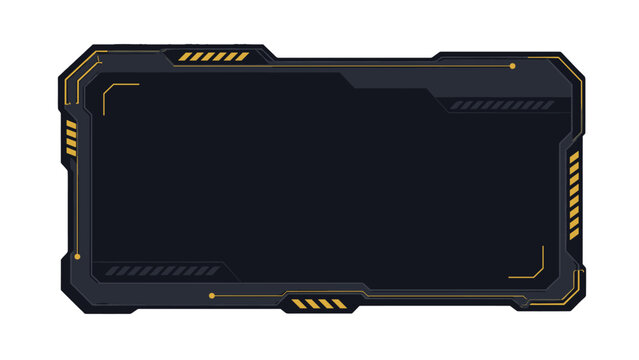 Black futuristic HUD panel interface frame with yellow accents