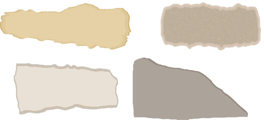Fototapeta premium Vintage torn paper textures collection. torn paper frame with ripped edge and rough texture on grey background. Hand drawn paper rip tear sheet piece edge white texture. scrapbook design and note mock