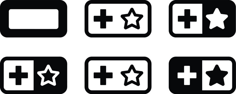 Plus icon set vector graphic for evaluation and rating UI