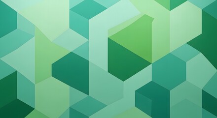 Abstract green geometric pattern with 3d cube shapes isolated on transparent background