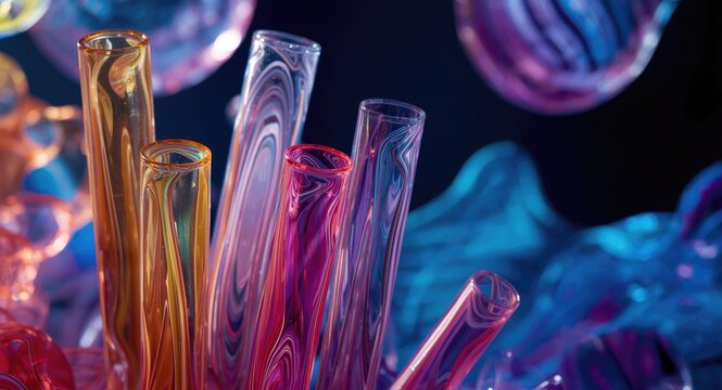 Vibrant Polymethyl Methacrylate Tubes Abstract Texture Background with Creative Visual Elements
