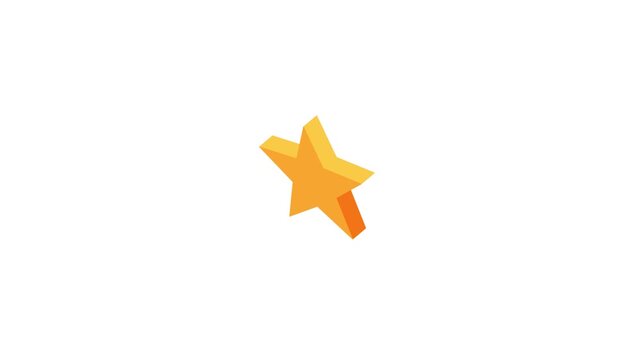 3D isometric glowing gold star icon animation popping up on white background