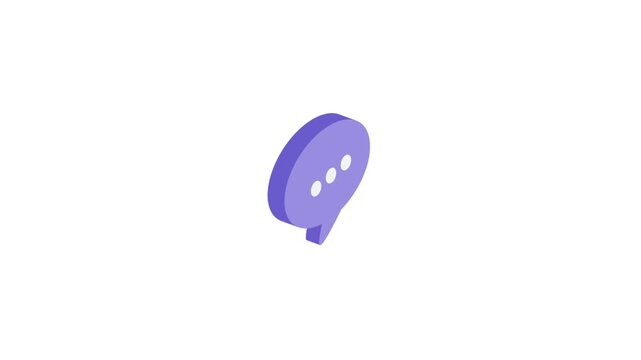 3D isometric speech bubble chat icon animation with typing dots