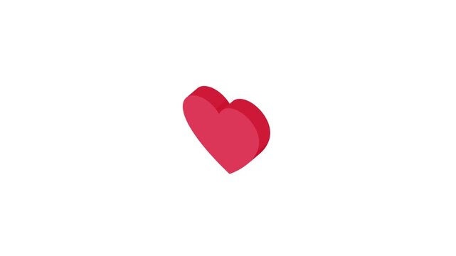 3D isometric floating heart animation for social media like button