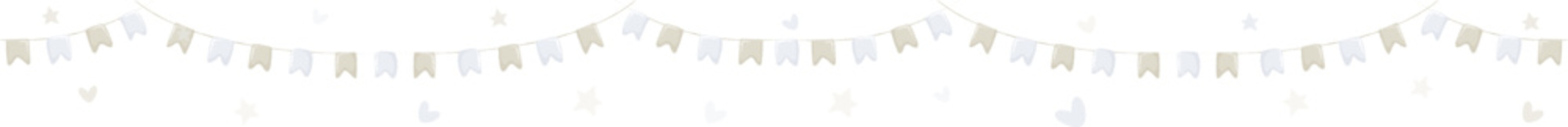 Cute Neutral Baby Clothesline Border with Baby Garlands and Soft Nursery Pattern