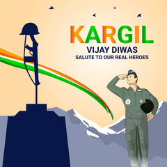 Naklejka premium Vector illustration of Kargil Vijay Diwas social media template