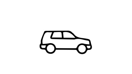 Fototapeta premium Minimalist SUV Car Icon Outline Isolated on White Background