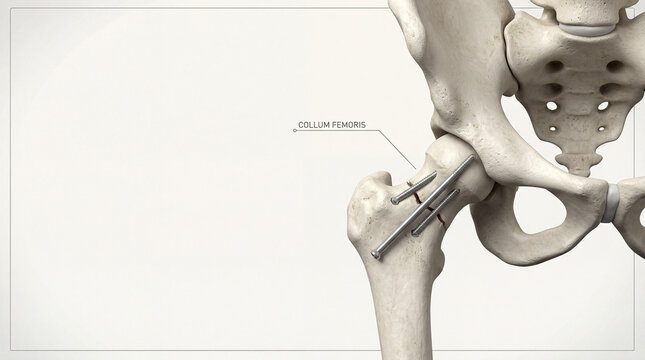 Femoral neck fracture healing, an intricate skeletal repair with internal fixation pins