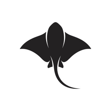 Minimalist modern black swimming manta ray fish logo icon vector illustration