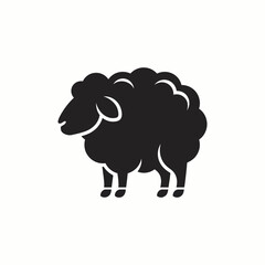 Obraz premium Minimalist modern black woolly sheep standing logo icon vector illustration