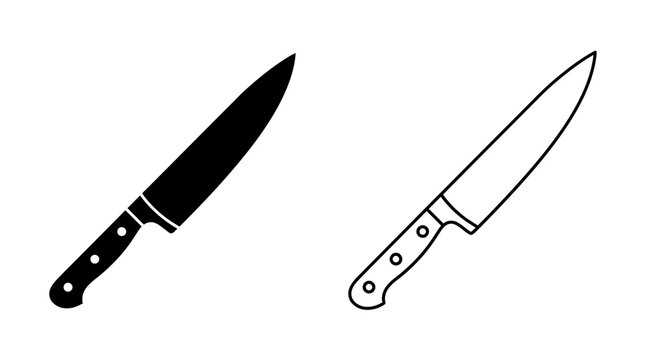 Chef s Knife Silhouette Black And White Line Art Illustration