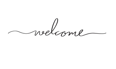 Welcome text font calligraphy hand written lettering script black color object icon welcome hello business greeting card welcome message banner celebration congratulation welcome thank you business  © StreetOnCamara
