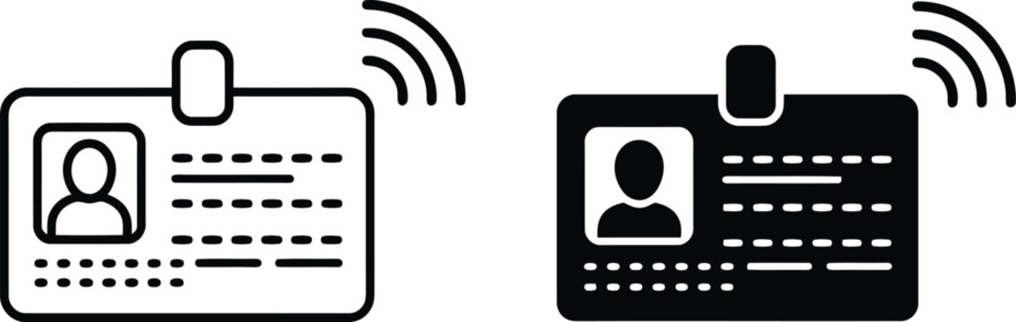 Identification badge with wireless signal icon vector illustration.
