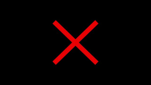 Animation of Red Cross Sign. On black. Background.sign symbol wrong or incorrect.