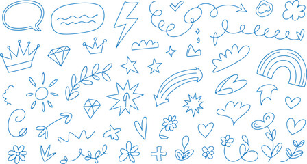 Fototapeta premium Hand Drawn Doodle Elements Collection With Arrows Hearts Stars And Flowers drawing