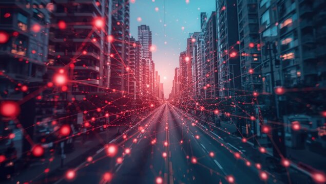 Smart city IoT framework with sensor networks and environmental data visualization in dual colors