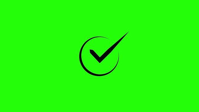 Check mark in round sign. Green tick checkbox vector illustration. Vector Illustration of White Check Icon in black.