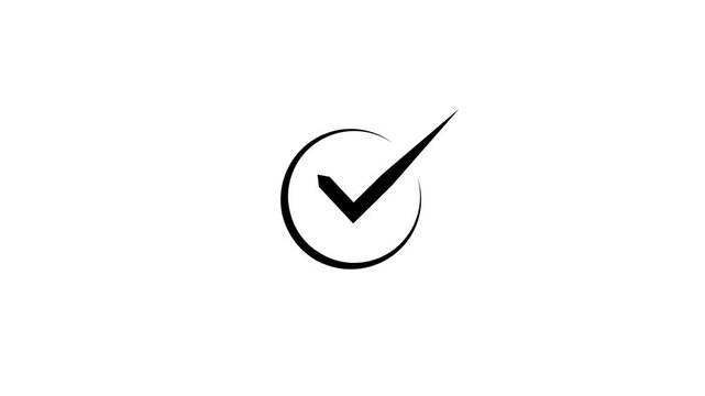 Check mark in round sign. Green tick checkbox vector illustration. Vector Illustration of White Check Icon in black.