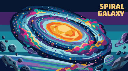 magnificent spiral galaxy surrounded vector by colorful nebula clouds representing deep space exploration cosmic mystery and astronomical beauty © Ethan