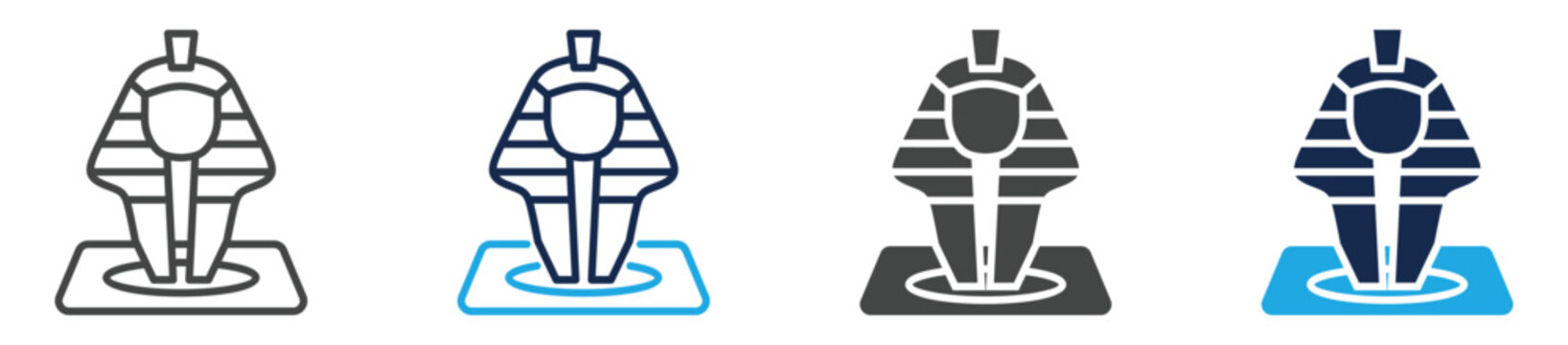 royal statue icon set multiple concept
