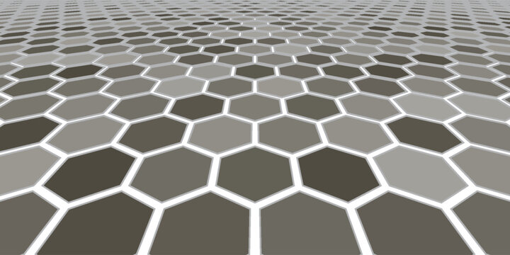 Seamless grey hexagon tile pattern. Honeycomb ceramic tiled texture for bathroom wall, kitchen floor, pool surface. Repeating mosaic grid background. Repeated light blue wallpaper. Vector backdrop