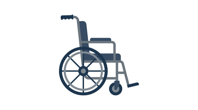 A digital illustration of a wheelchair for mobility aid in a neutral setting.