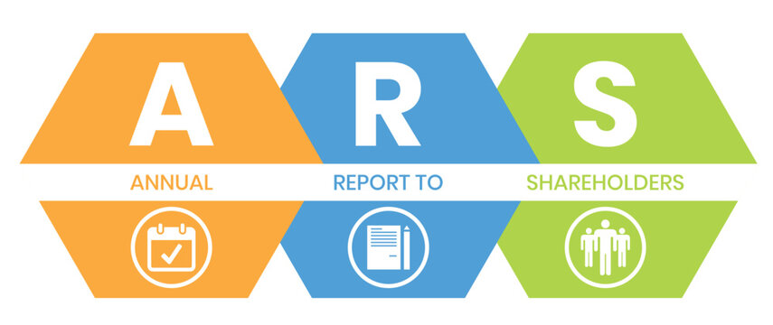 ARS - Annual Report to Shareholders acronym. business concept background. vector illustration concept with keywords and icons. lettering illustration with icons for web banner, flyer