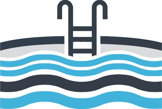Swimming pool ladder and water waves.