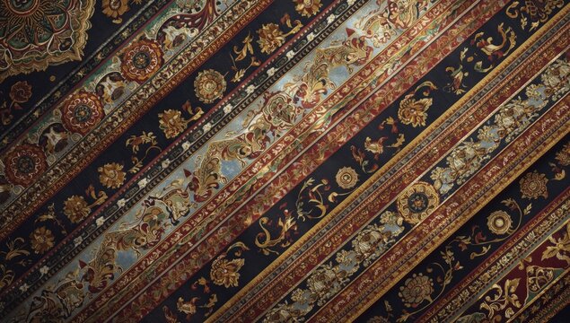 Traditional Mughal artistic motifs remastered as digital textile border elements