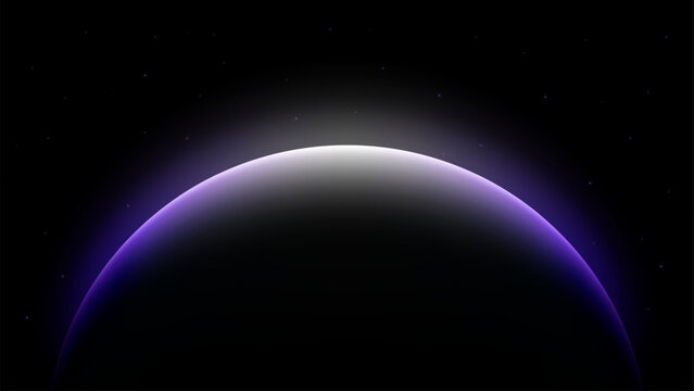 Cosmic Horizon Purple Glow on Dark Background, Vector Illustration