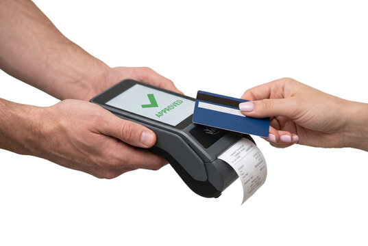 Contactless credit card payment approved on pos terminal