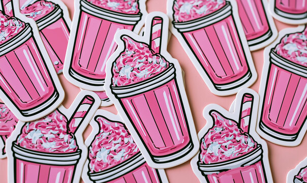 Cute pink milkshake background