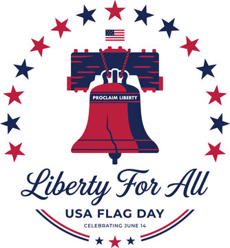 Usa flag day liberty bell with stars and stripes