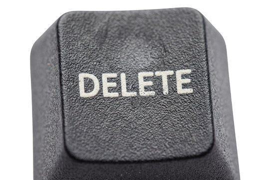 Macro view of black textured computer delete keycap