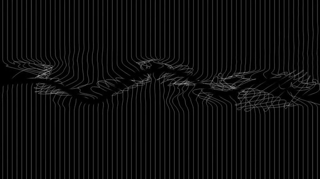 Minimalist glitch line animation on black background, abstract digital wave distortion video, kinetic typography texture for overlay