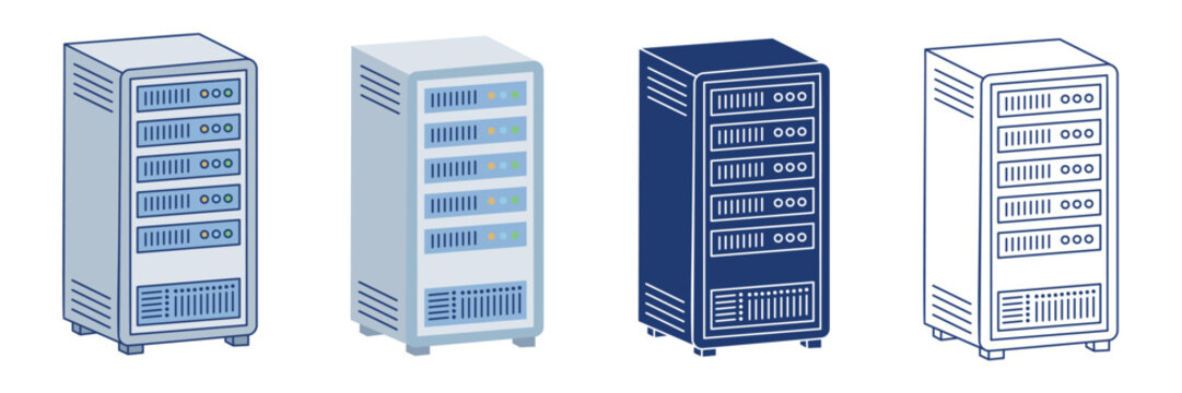 Data server rack isometric icon set for cloud computing database center and hosting technology service infrastructure
