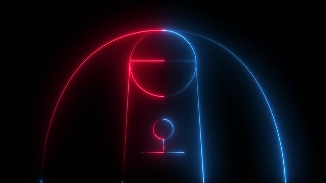 Neon Half Basketball court layout. Basketball offensive play numbered positions court diagram strategy top key free throw line