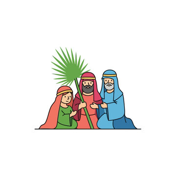 Three people in traditional Middle Eastern clothing.