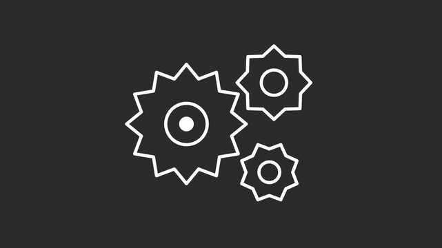 Animated rotating gear set, minimalist industrial engineering concept animation