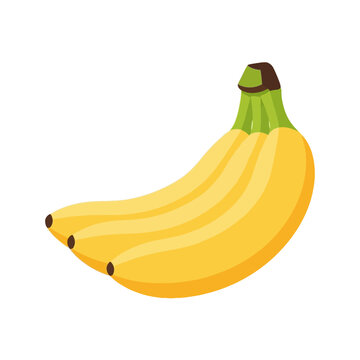 Three Yellow Bananas Fruit Closeup.