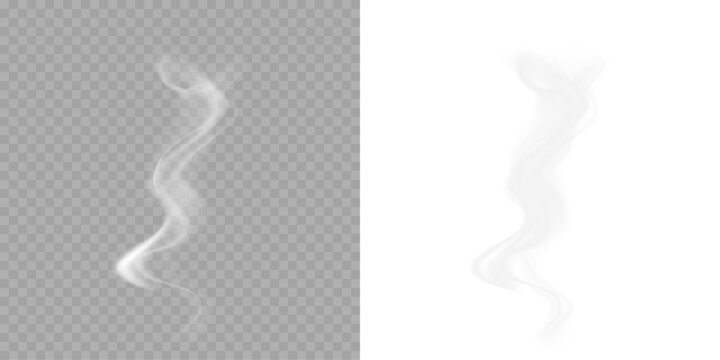 Smoke PNG collection, isolated, transparent background. Set of realistic white smoke steam, waves from coffee, tea, cigarettes, hot food. Fog and mist effect, abstract mystical haze.